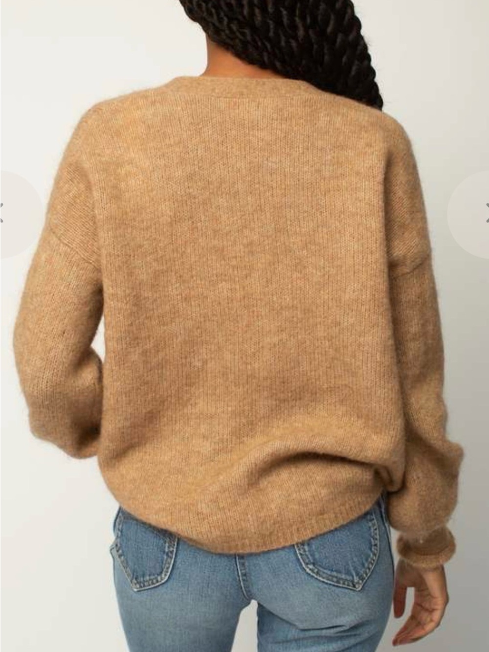 LA MAILLE SEZANE Womens XXL V Neck Button Mia Cardigan Sweater Camel Mohair Wool - Picture 15 of 16
